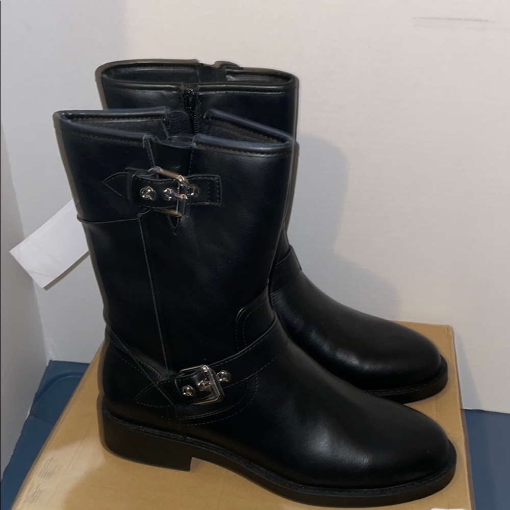 New Dolce Vita Black Leather Buckle Boots